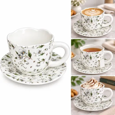 Porcelain Cup Set with Saucers