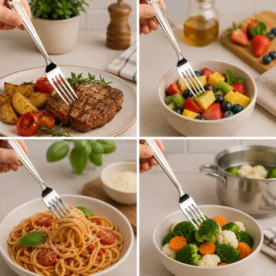 Large Dining Fork with Golden Handle