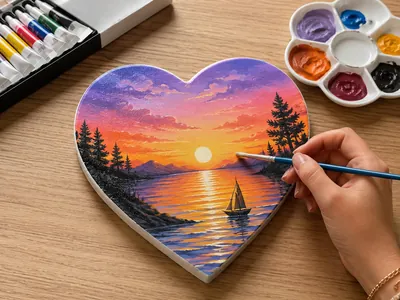 Heart-shaped canvas panel