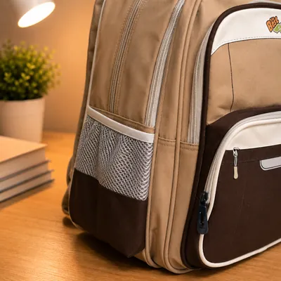 School backpack with pencil case