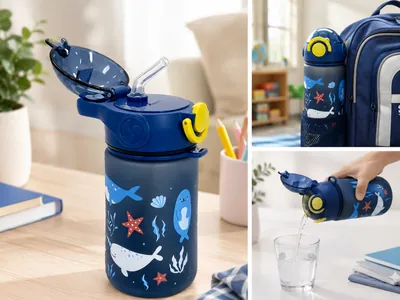 Colorful Kids Water Bottle with Illustrations