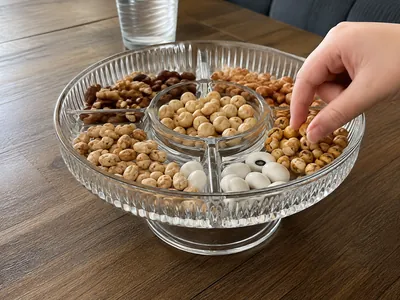 Clear glass serving dish