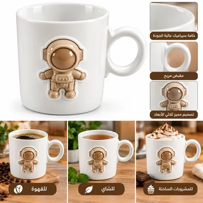 Ceramic mug with an astronaut design