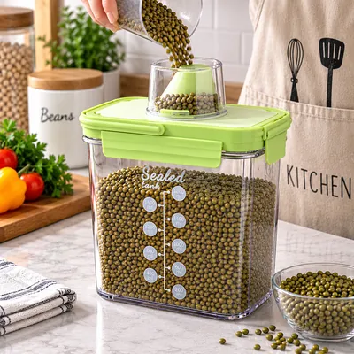 Legume storage container with colored lid