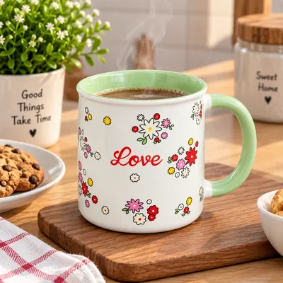 Decorated porcelain cup