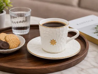 Decorated Porcelain Coffee Cup Set