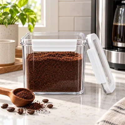 Storage container with white lid