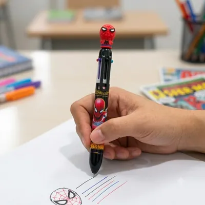 Multi-color ink pen with Spider-Man character