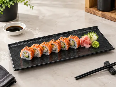 Black Ceramic Serving Tray