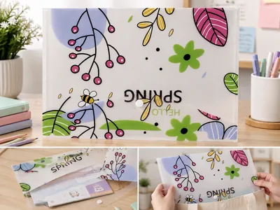 Transparent folder with floral print
