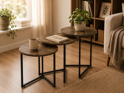 Round Wooden Table Set