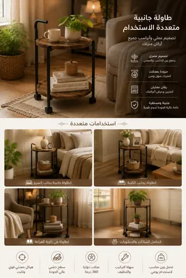 Side Table with Wheels