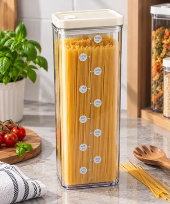 Legumes storage container with beige lid