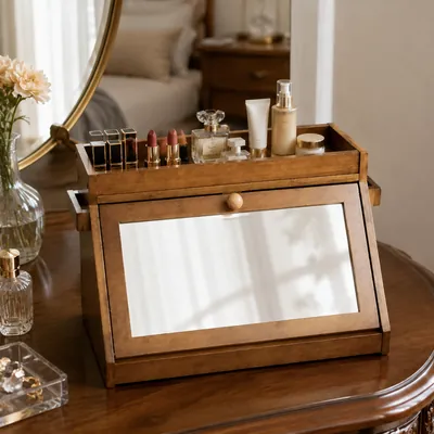 Wooden cabinet with glass door