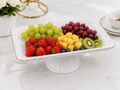Rectangular porcelain plate with base