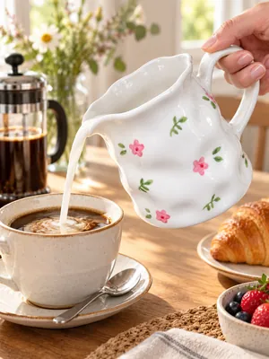 Flower-Decorated Porcelain Mug