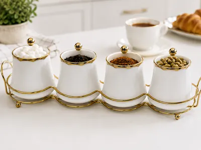 Ceramic canister set with stand