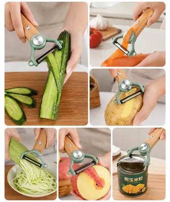Vegetable peeler with wooden handle