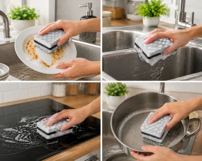 White & Black Dishwashing Scrubber