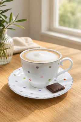 Flower-Decorated Coffee Cup Set
