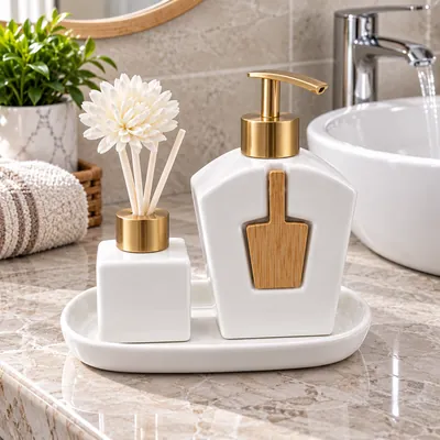 Sink Set with Soap Pump and Reed Diffuser Jar