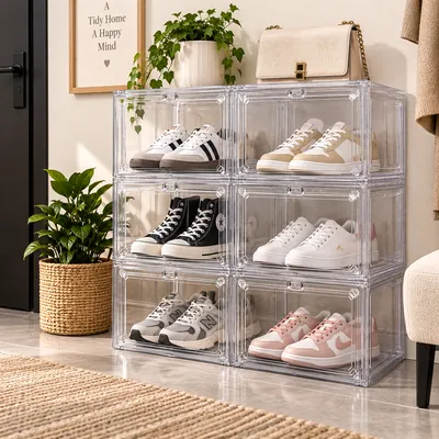 Transparent Shoe Cabinet (4 Tiers)
