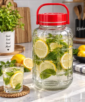 Glass jar with colored lid
