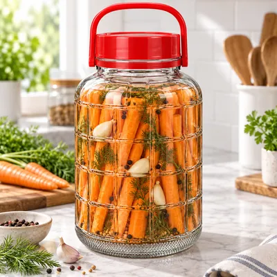 Glass jar with colored lid