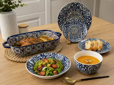 Engraved Porcelain Dinnerware Set