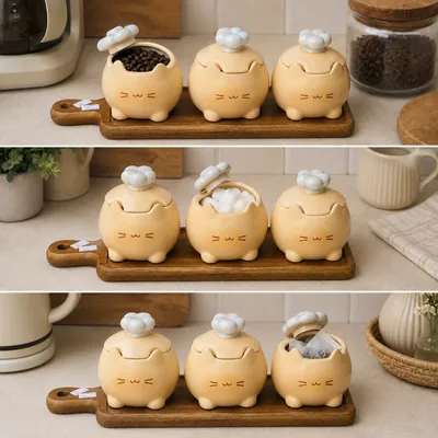 Spice jar set with a wooden stand