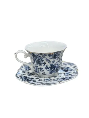White and Blue Tea Cup Set