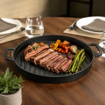 Round melamine plate with handles