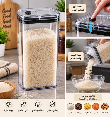 Square storage container with black lid