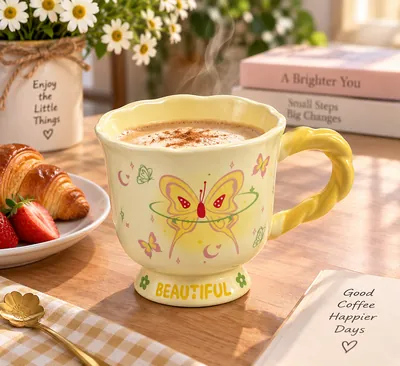 Ceramic Cup with Butterflies