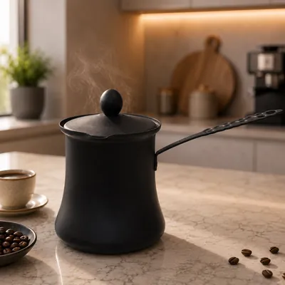 Black coffee kettle with lid