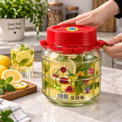 Glass jar with colored lid