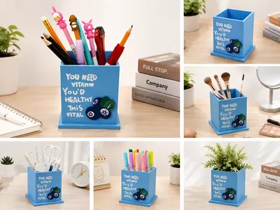 Wooden pen holder with base