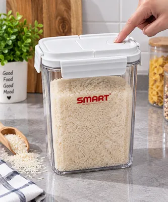 Storage container with white lid