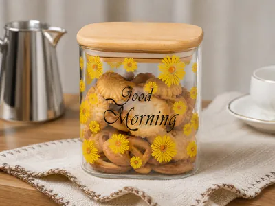Glass spice jar with wooden lid