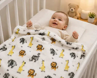 Illustrated baby blanket