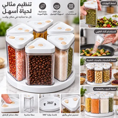 Acrylic spice set with rotating base