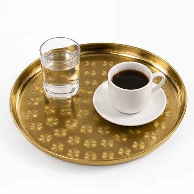 Golden serving tray