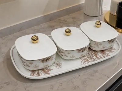Flower-Design Tray Set
