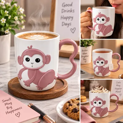 Plastic cup decorated with a monkey hand