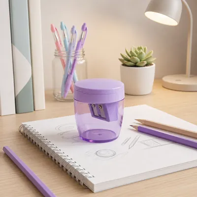 Pencil sharpener with transparent container