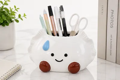 White Ceramic Pen Holder