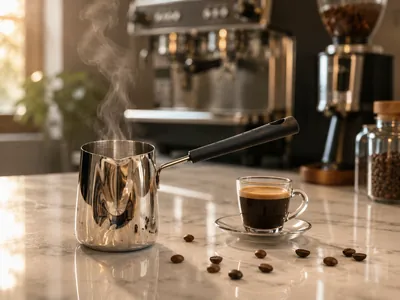 Coffee kettle with plastic handle