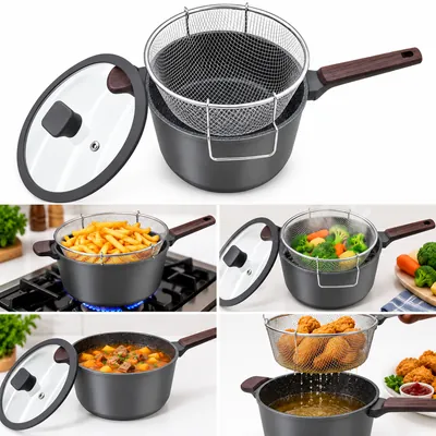 Frying Pan with Strainer