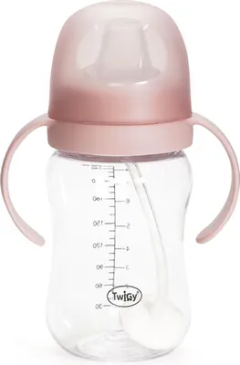 Twigy training bottle with handles and silicone spout for age 6M+ leak-proof 250 ml - pink