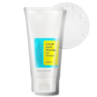 COSRX Low pH Good Morning Facial Cleansing Gel, 150 ml, BHA face cleanser, gentle daily cleanser for sensitive skin, pH balance, Korean skincare, Korean facial wash